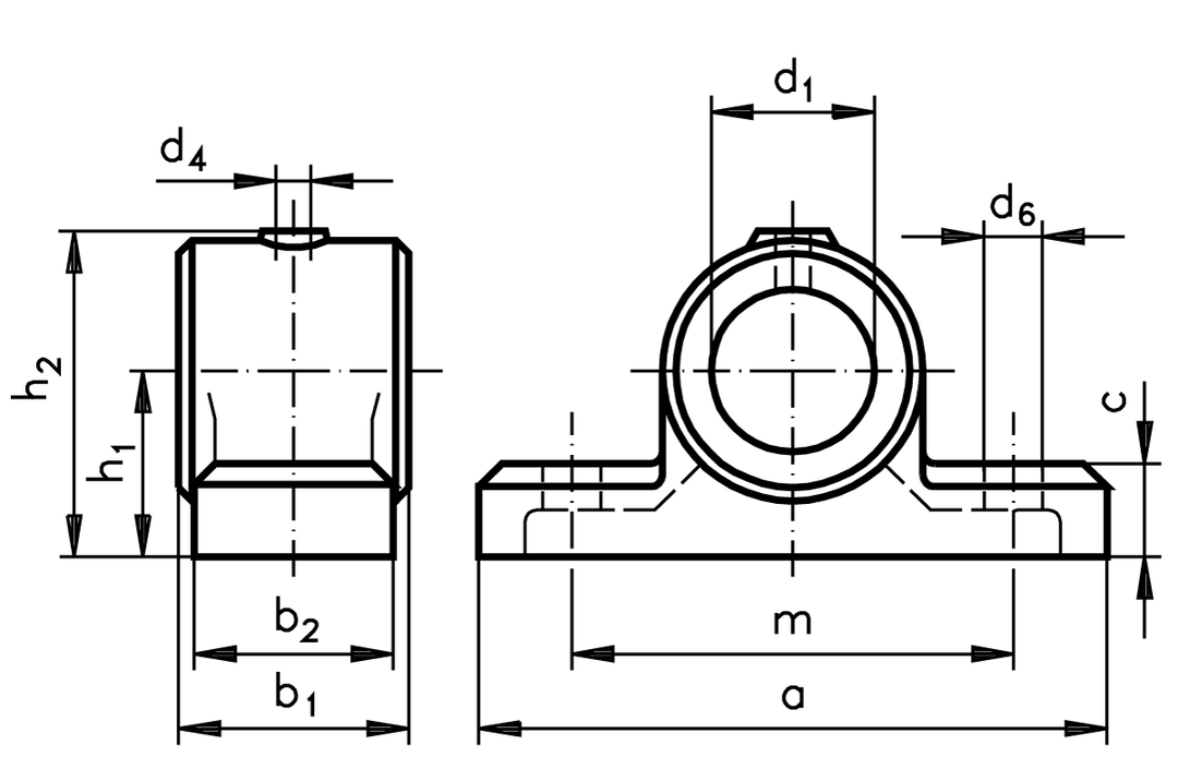 Light-duty pillow block bearing HM bore 20mm D9 material grey cast iron