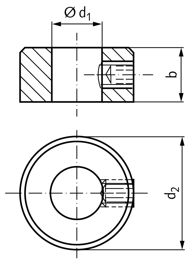 Shaft collar DIN703 bore 50mm set screw 12.9 inner hexagon