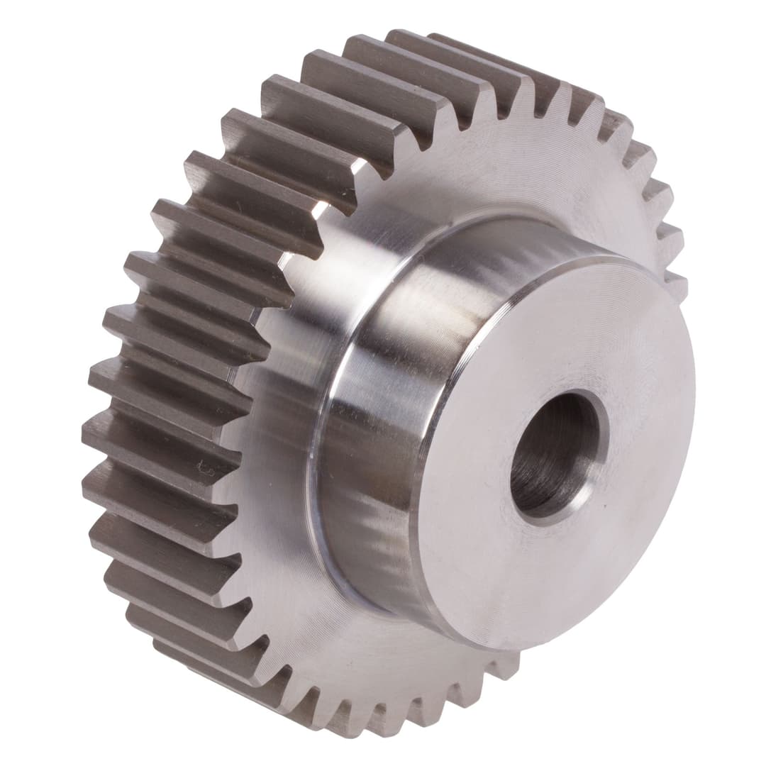 Spur gear made of steel C45 with hub module 2.5 13 teeth tooth width 25mm outside diameter 37.5mm