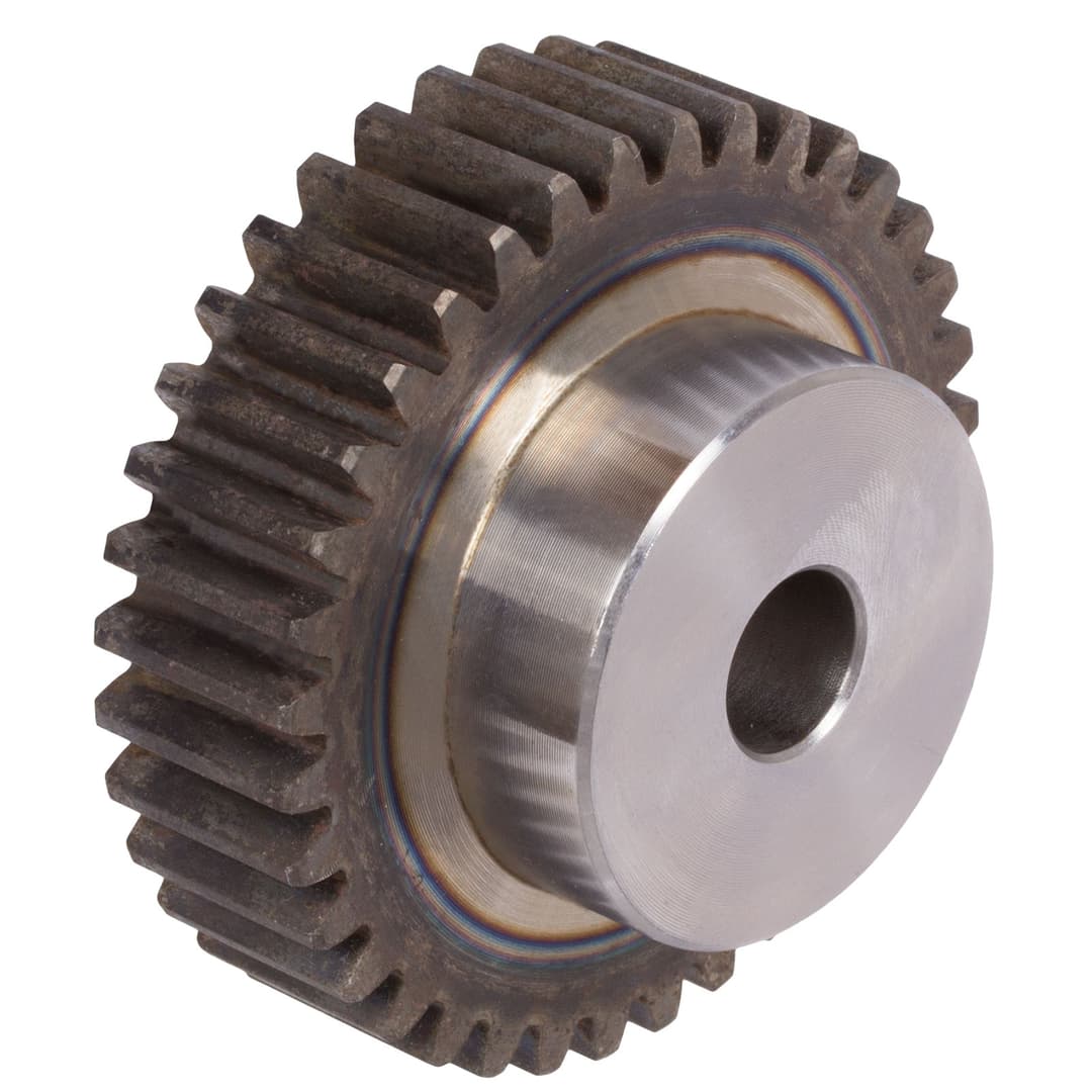Spur gear made of steel C45 with hub module 3 12 teeth tooth width 30mm outside diameter 42mm teeth induction hardened