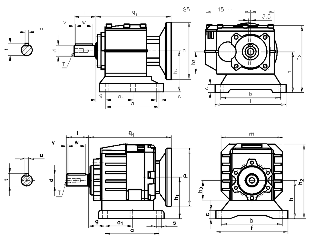 Helical geared motor HR/I 0.75kW 230/400V 50Hz model B3 IE3 n2 =89 rpm Md2 =78 Nm (For operating instructions please visit the download area of our website www.maedler.de)