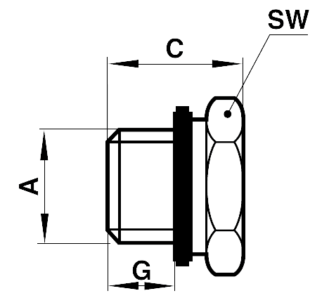 Plug with sealing ring thread M5