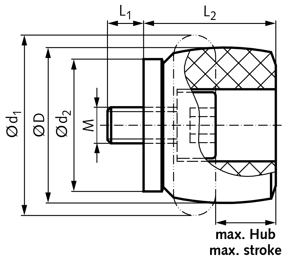 Profile damper TA 116-48 diameter 116mm thread M16
