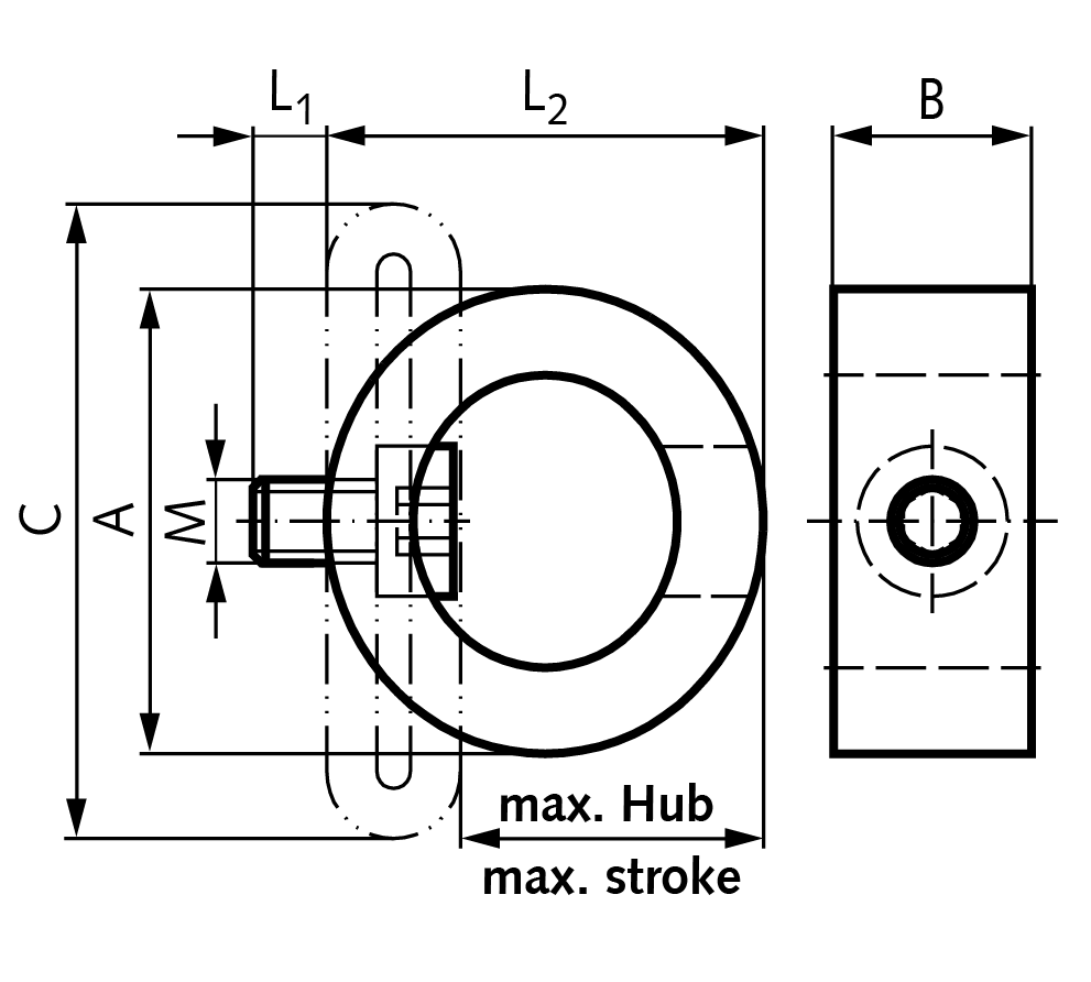 Profile damper TR 37-22 diameter 36mm thread M5