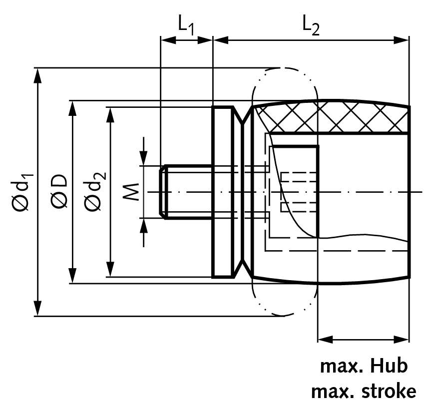 Profile damper TS 84-43 diameter 84mm thread M16