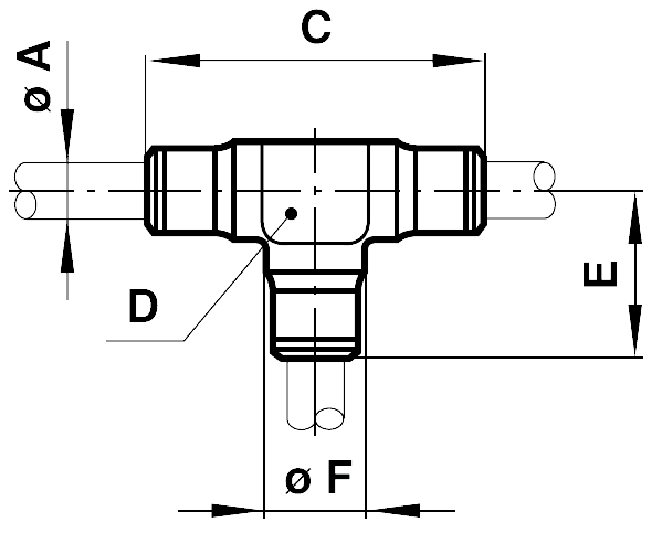 Tee connector tube outer diameter 10mm
