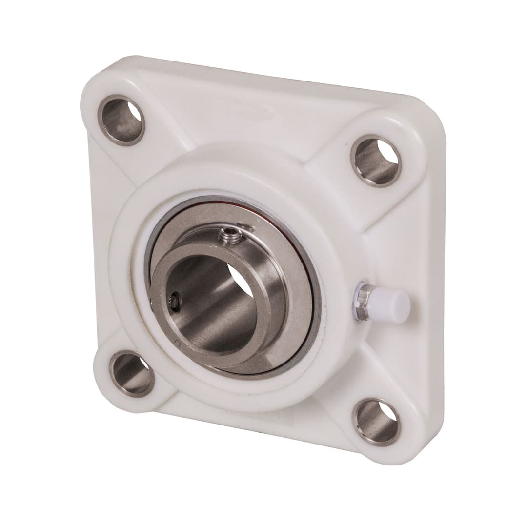 Ball flange bearing TUCF 205 bore 25mm housing from thermoplast white bearing stainless steel