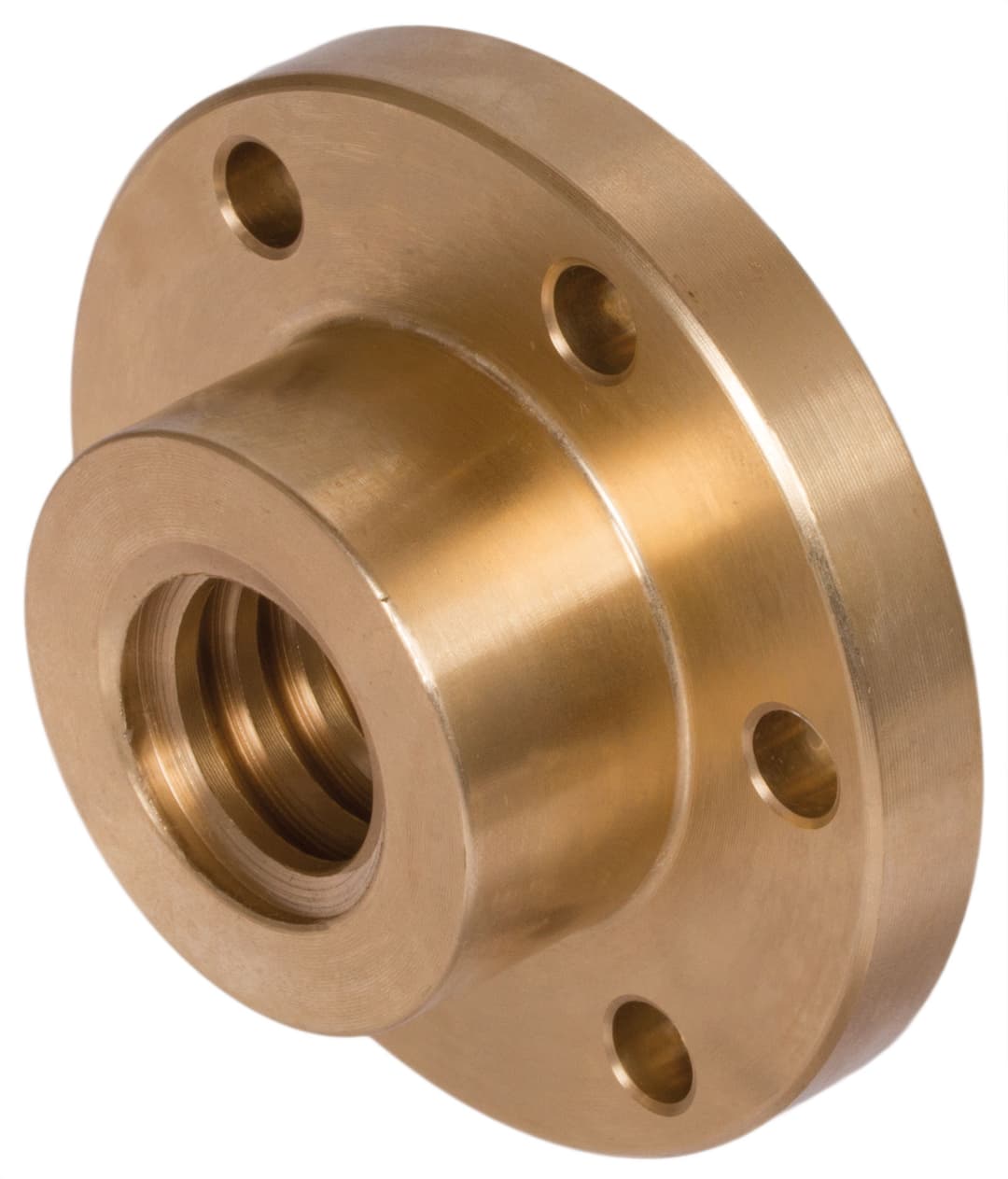 Ready-to-install flange nut Tr. 40 x 14 P7 double-thread right hand material red brass