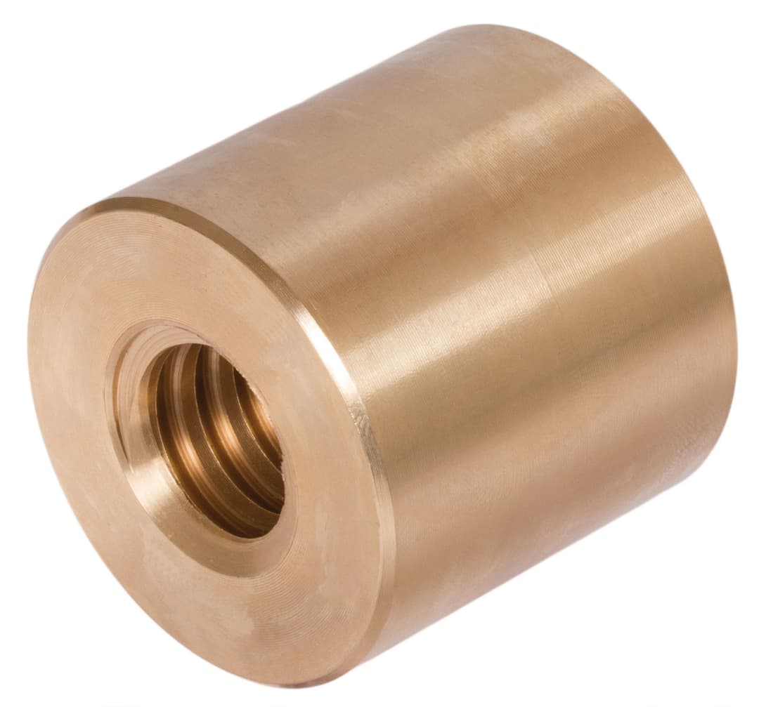 Round trapezoidal nut red brass 7 Tr.30 x 12 P6 double-thread right length 60mm outer diameter 60mm