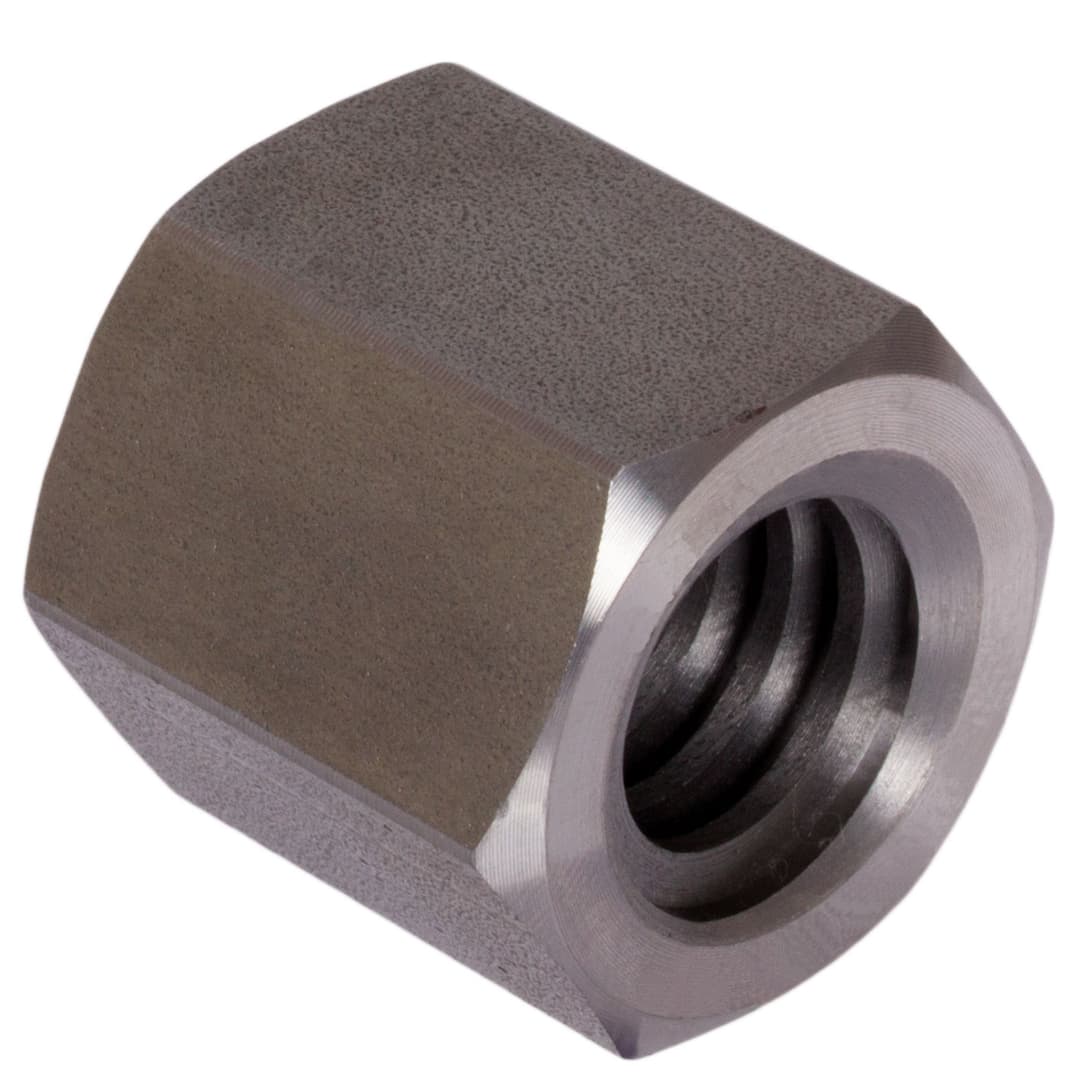Hexagonal trapezoidal nut steel C35Pb Tr.48 x 8 single-start left length 72mm wrench size 75mm