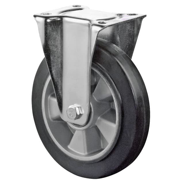 Transport castor with plate Elastic rubber wheel black fixed castor wheel Ø 100