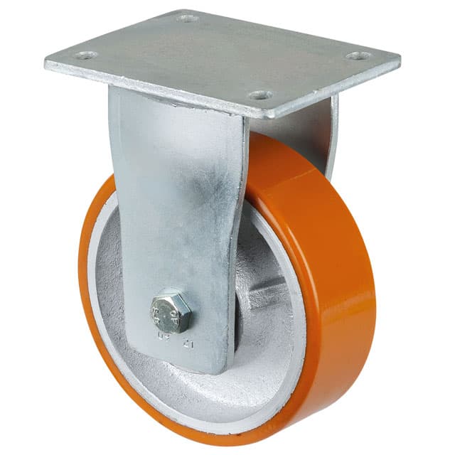 Super heavy duty transport castor with plate PU bandage cast iron wheel fixed castor wheel Ø 125