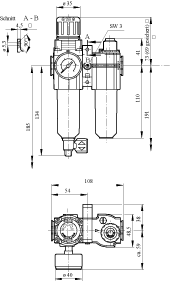 Combined filter-regulator without shut off valve, port G1/4