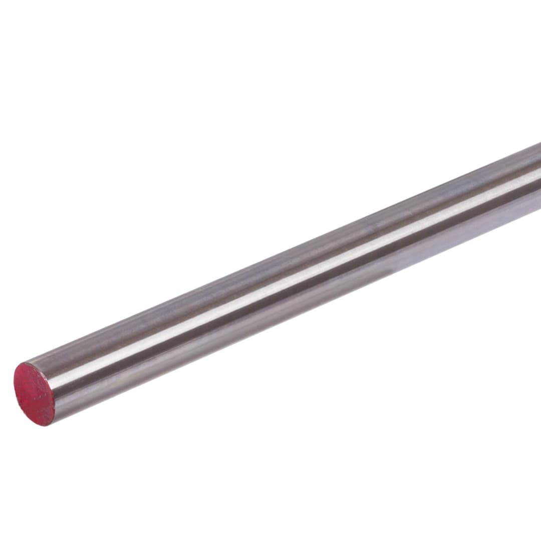 Precision shaft steel X46 stainless hardened min. 52 HRC and ground diameter 30h6 x 2000mm long cutting surface marked with red paint