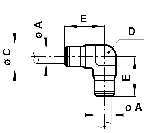 Elbow adaptor tube outer diameter 4mm
