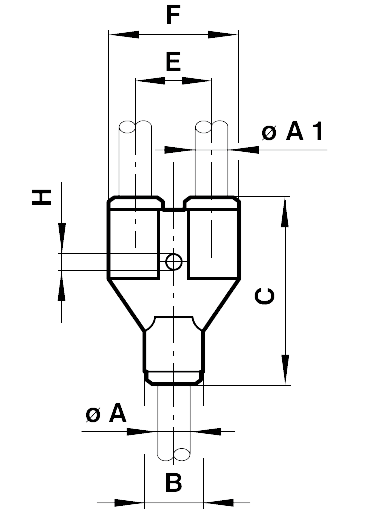 Y-push-in connector tube outer diameter 6mm, tube outer diameter 6mm