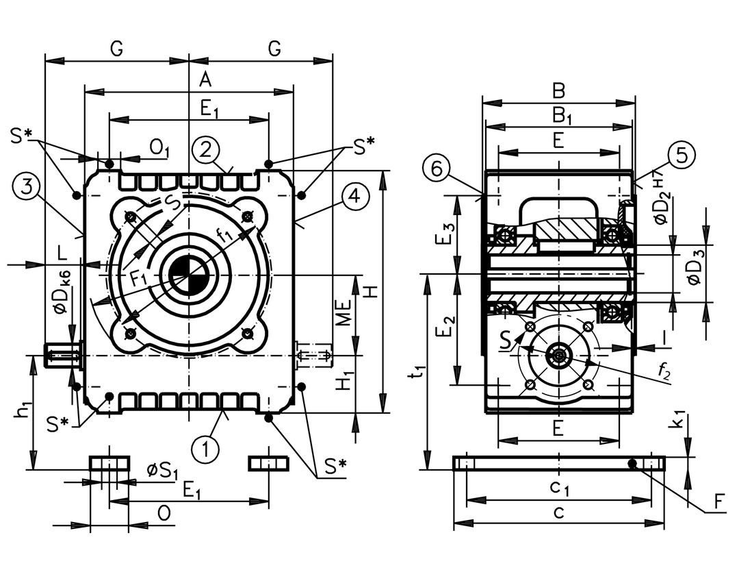 Worm gearbox ZM/I, type HL, size 80, i=72:1 optimized for manual operation (For operating instructions please visit the download area of our website www.maedler.de)