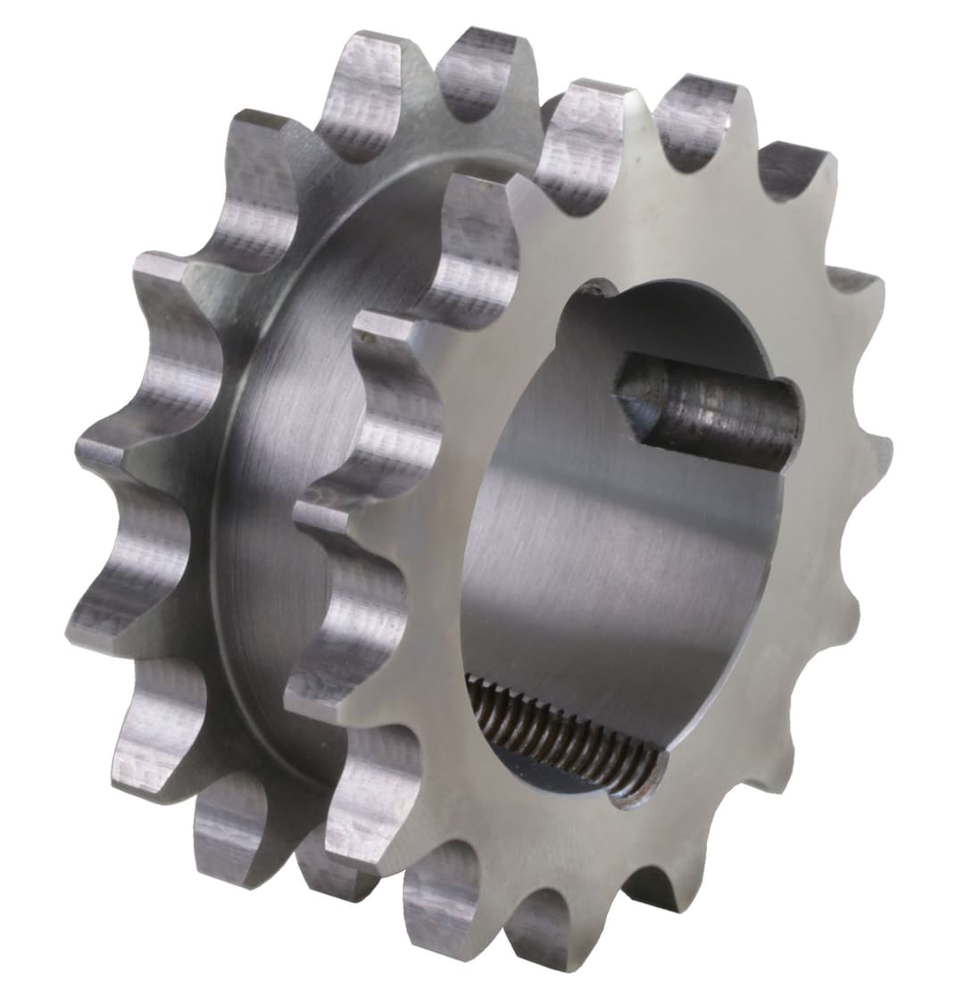 Double sprocket ZRET for 2 single roller chains 10 B-1 19 teeth material steel for taper-bush 1610