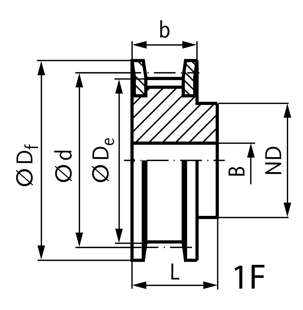 Timing belt pulley H material steel 19 teeth for belt width 200=50.8mm