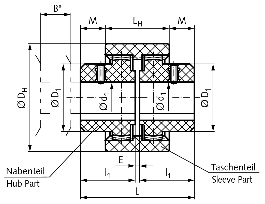Sleeve part for toothed coupling BOS+BOZ size 24 material PA6.6
