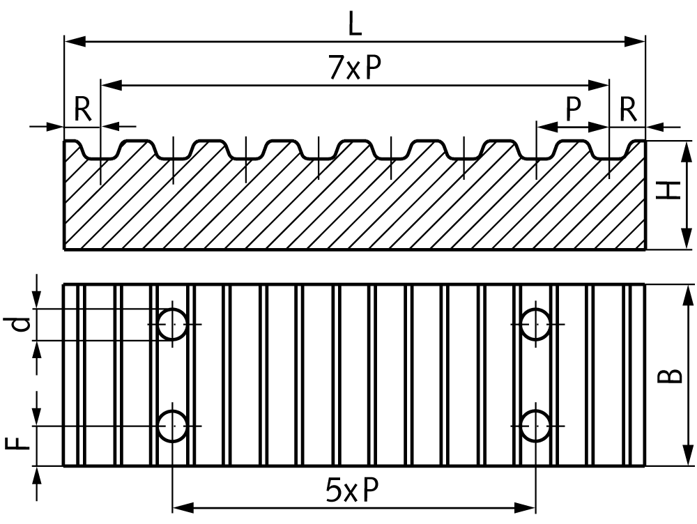 Fixing plate for timing belts material aluminium T5 belt width 10mm