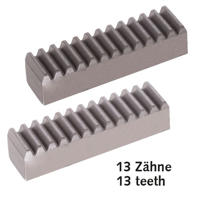 Mounting aid for gear racks stainless steel 1.4305 pitch 5mm tooth width 15mm height 15mm length approx. 63mm