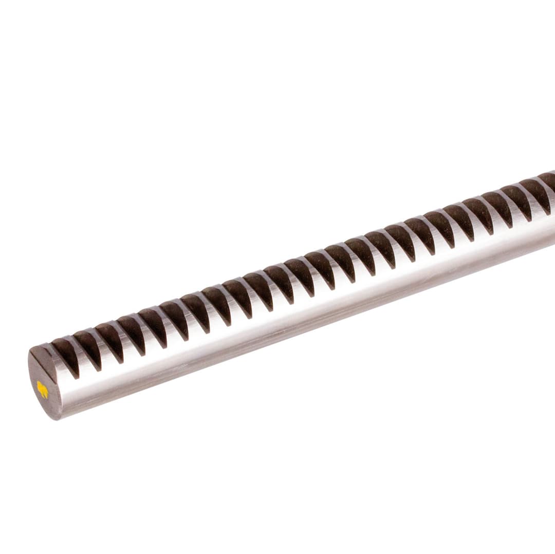 Round gear rack made of stainless steel module 1.59 (metrical pitch 5mm) Ø 15mm h9 length 1000mm