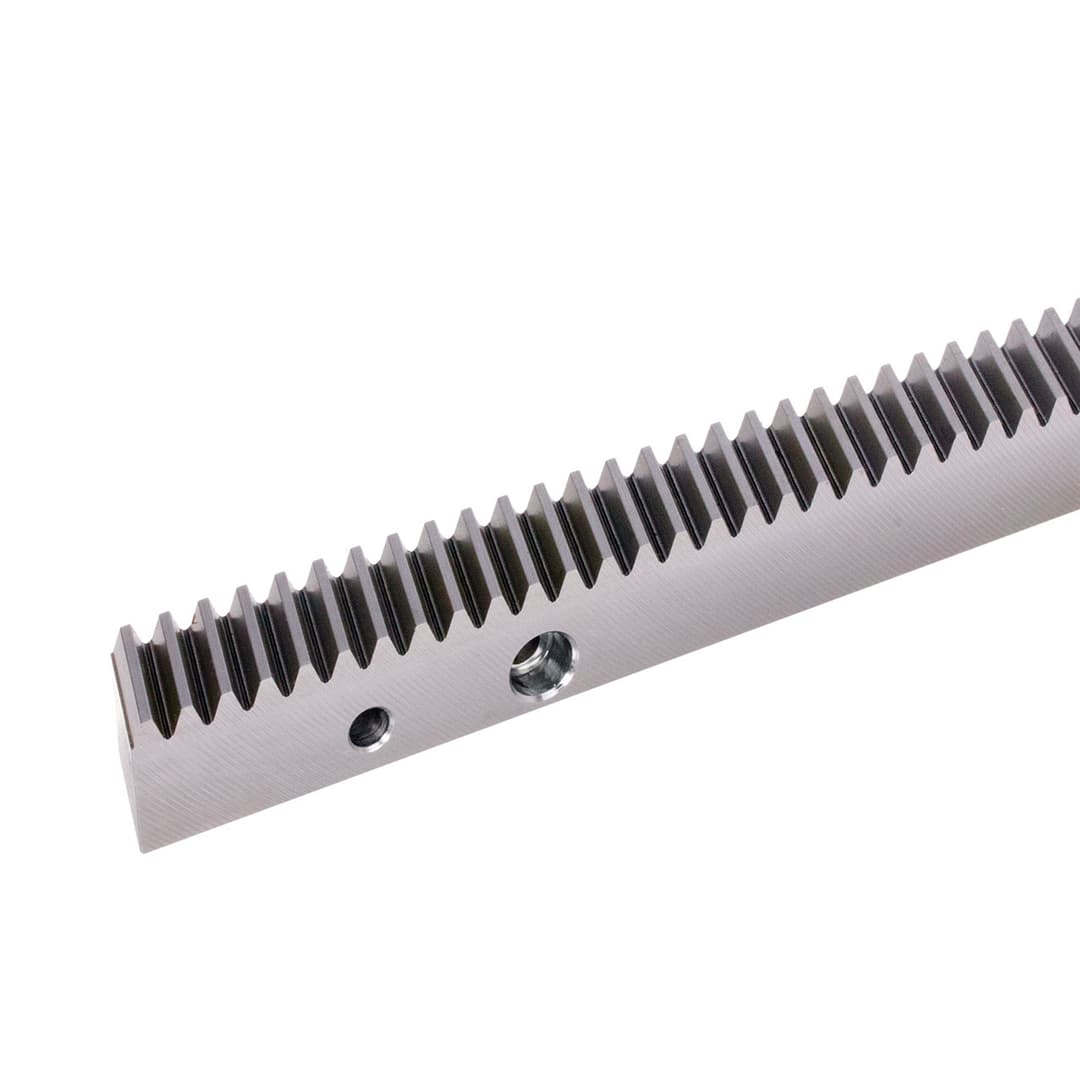 Precision gear rack made of steel 16MnCr5, module 4 1000mm long without bores; teeth hardened and all sides ground; teeth RH 19°31”42″