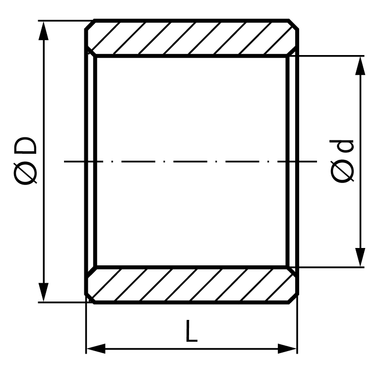 Cylindrical bush slotted version 100 x 105 x 80 mm