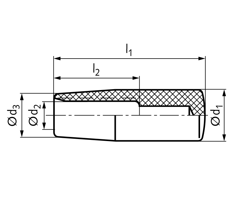 Cylindrical knop press-on-type thermoplastic (Polypropylene PP) outside diameter 18mm bore 8mm