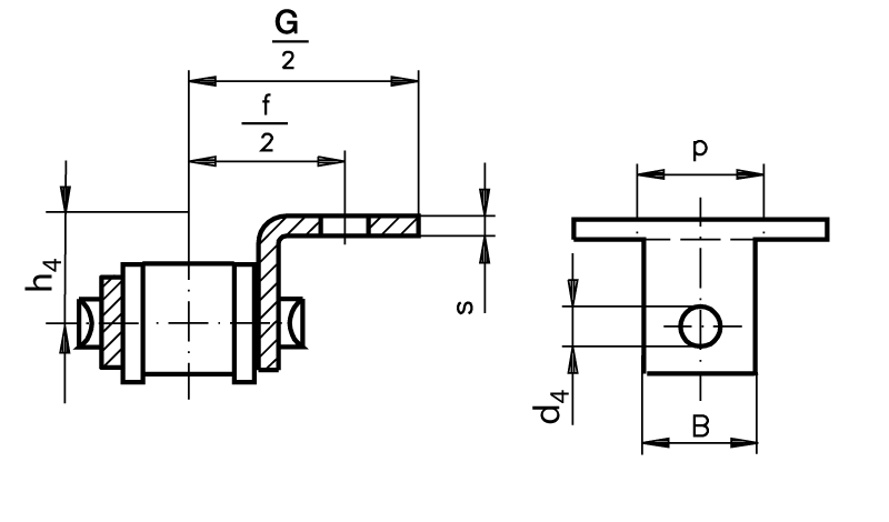 Chain connecting link type 11 / E with bent attachments 10 B-1-K1 attachments slim version on one side stainless steel 1.4301