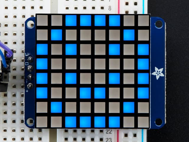 Small 1.2" 8x8 Ultra Bright Square Blue LED Matrix + Backpack