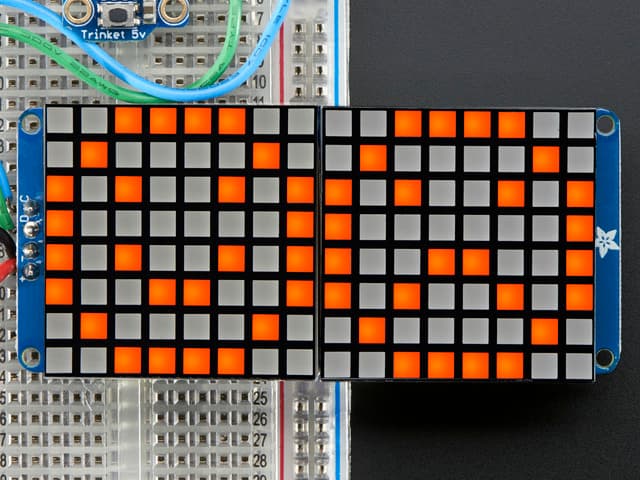 16x8 1.2" LED Matrix + Backpack - Ultra Bright Square Amber LEDs