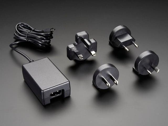 5V 2A Power Supply w/ 20AWG 6' MicroUSB Cable - International