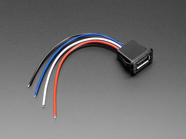 Snap-In Panel Mount Cable - USB Type A Socket to 4 Wires