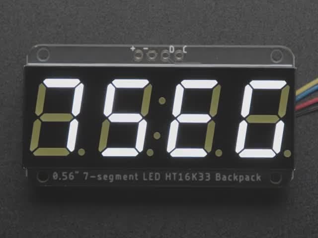 Adafruit 0.56" 4-Digit 7-Segment Display w/I2C Backpack - White