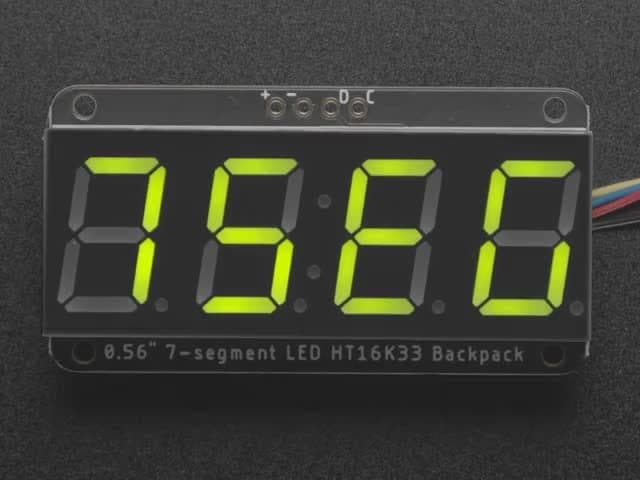 Green 7-segment clock display - 0.56" digit height