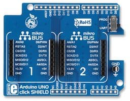 MIKROELEKTRONIKA - MIKROE-1581 - Carte Fille, Shield Arduino UNO Click, 2 embases hôtes mikroBUS