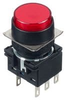 IDEC - LB1B-A1T6LR - Commutateur bouton-poussoir industriel, LB Series, 16 mm, DPDT, Maintenu, Rond, Rouge