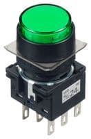 IDEC - LB1L-A1T64G - Commutateur bouton-poussoir industriel, LB Series, 16 mm, DPDT, Maintenu, Rond, Transparent