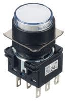 IDEC - LB1L-A1T64PW - Commutateur bouton-poussoir industriel, LB Series, 16 mm, DPDT, Maintenu, Rond, Transparent