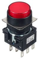 IDEC - LB1L-A1T64R - Commutateur bouton-poussoir industriel, LB Series, 16 mm, DPDT, Maintenu, Rond, Transparent