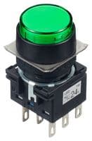 IDEC - LB1L-M1T64G - Commutateur bouton-poussoir industriel, LB Series, 16 mm, DPDT, Momentané, Rond, Transparent