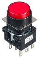 IDEC - LB1L-M1T64R - Commutateur bouton-poussoir industriel, LB Series, 16 mm, DPDT, Momentané, Rond, Transparent