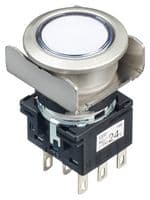 IDEC - LB6ML-M1T64PW - Commutateur bouton-poussoir industriel, Silhouette affleurante, LB Series, 18.2 mm, DPDT, Momentané