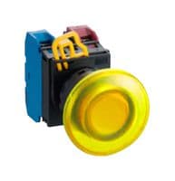 IDEC - YW1L-A4E10QM3Y - Commutateur bouton-poussoir industriel, YW Series, 22.3 mm, SPST-NO, Maintenu, Poussoir, Jaune