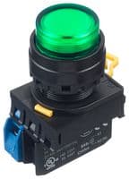 IDEC - YW1L-M2E10Q4G - Commutateur bouton-poussoir industriel, YW Series, 22.3 mm, SPST-NO, Momentané, Rond relevé, Vert