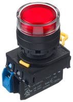 IDEC - YW1L-MF2E10QM3R - Commutateur bouton-poussoir industriel, YW Series, 22.3 mm, SPST-NO, Momentané, Rond relevé