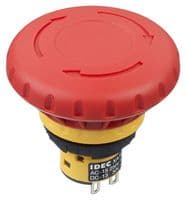 IDEC - XA1E-BV4U02R - Commutateur d'arrêt d'urgence, DPST-NC, Push-Pull, Connexion rapide, A souder, 3 A, 250 V