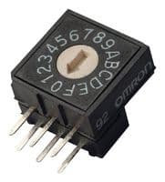 OMRON ELECTRONIC COMPONENTS - A6RV-161RF - Commutateur codé rotatif, A6RV Series, Traversant, 16 Positions, 24 VDC, BCD Hexadécimal, 25 mA